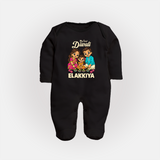 My First Diwali Family Celebration Full Body Suit  - BLACK - New Born (Chest 7.5")