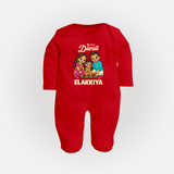 My First Diwali Family Celebration Full Body Suit  - RED - New Born (Chest 7.5")