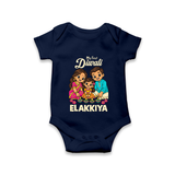 My First Diwali Family Celebration Romper  - NAVY BLUE - New Born (Chest 14")