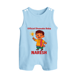 Official Dhamaka Baby Diwali Button Romper  - BABY BLUE - New Born (Chest 18")