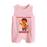 Official Dhamaka Baby Diwali Button Romper  - BABY PINK - New Born (Chest 18")