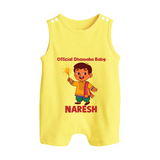 Official Dhamaka Baby Diwali Button Romper  - PASTEL YELLOW - New Born (Chest 18")
