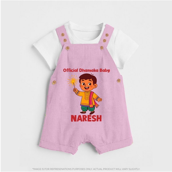 Official Dhamaka Baby Diwali Dungaree  - BABY PINK - 0 - 5 Months Old (Chest 18")