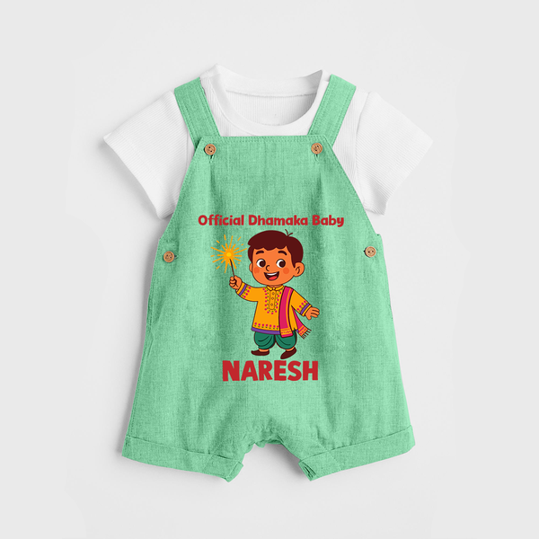 Official Dhamaka Baby Diwali Dungaree  - GREEN - 0 - 5 Months Old (Chest 18")