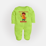 Official Dhamaka Baby Diwali Full Body Suit  - LIME GREEN - New Born (Chest 7.5")