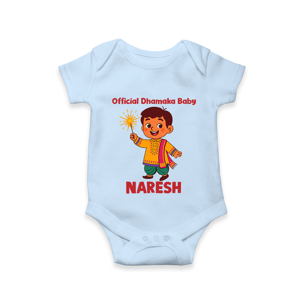 Official Dhamaka Baby Diwali Romper  - BABY BLUE - New Born (Chest 14")