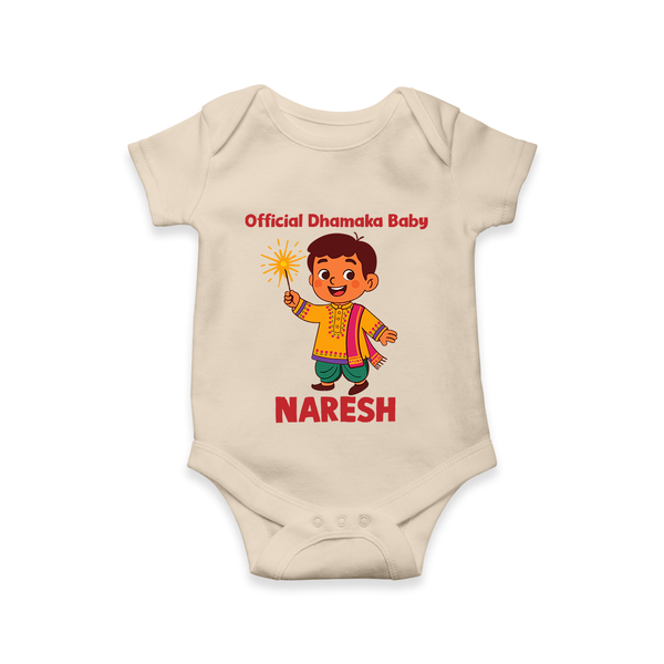 Official Dhamaka Baby Diwali Romper  - IVORY - New Born (Chest 14")