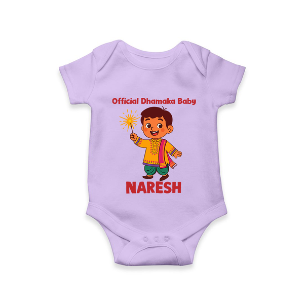 Official Dhamaka Baby Diwali Romper  - LILAC - New Born (Chest 14")