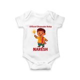 Official Dhamaka Baby Diwali Romper  - WHITE - New Born (Chest 14")
