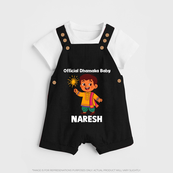 Official Dhamaka Baby Diwali Dungaree  - BLACK - 0 - 5 Months Old (Chest 18")