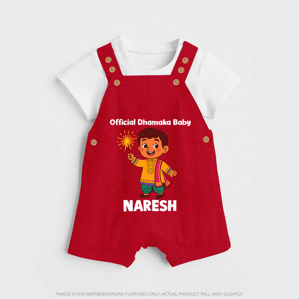 Official Dhamaka Baby Diwali Dungaree  - RED - 0 - 5 Months Old (Chest 18")