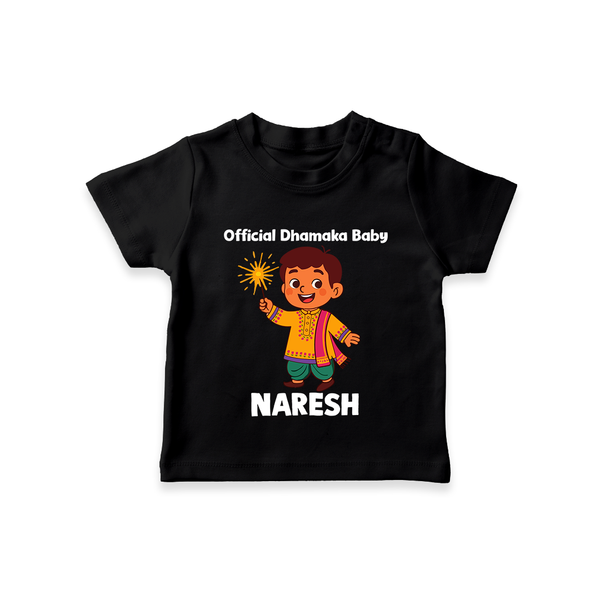 Official Dhamaka Baby Diwali T shirt  - BLACK - 0-5 Months Old (Chest 17")