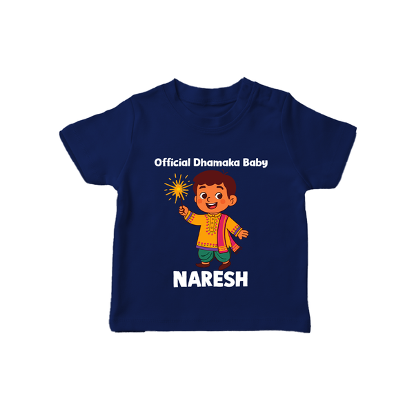 Official Dhamaka Baby Diwali T shirt  - NAVY BLUE - 0-5 Months Old (Chest 17")