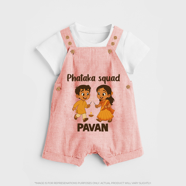 Phataka Squad Diwali Dungaree - PEACH - 0 - 5 Months Old (Chest 18")