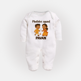 Phataka Squad Diwali Full Body Suit - WHITE - New Born (Chest 7.5")