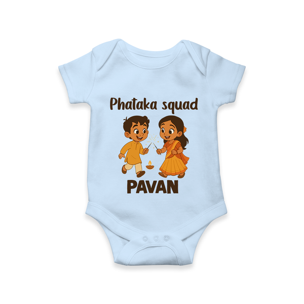 Phataka Squad Diwali Romper - BABY BLUE - New Born (Chest 14")