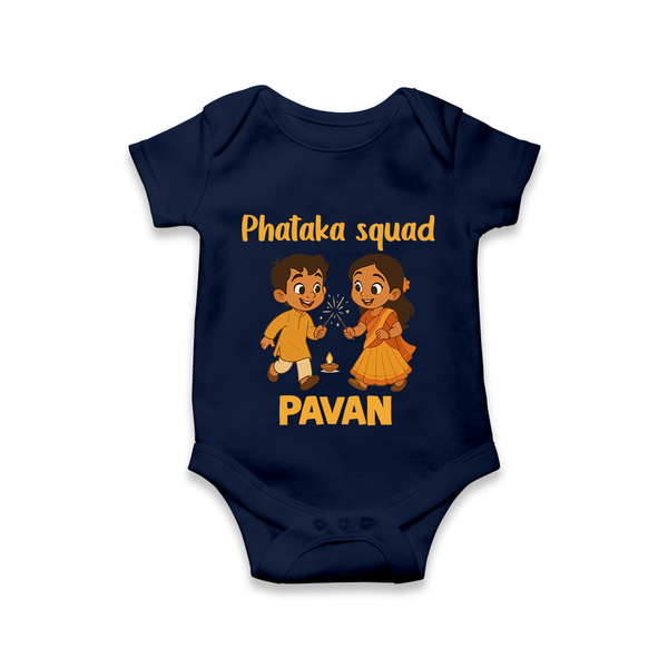 Phataka Squad Diwali Romper - NAVY BLUE - New Born (Chest 14")