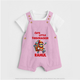 Cute Little Firecracker Diwali Dungaree  - BABY PINK - 0 - 5 Months Old (Chest 18")