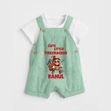 Cute Little Firecracker Diwali Dungaree  - MINT GREEN - 0 - 5 Months Old (Chest 18")