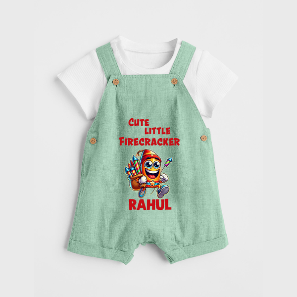 Cute Little Firecracker Diwali Dungaree  - MINT GREEN - 0 - 5 Months Old (Chest 18")