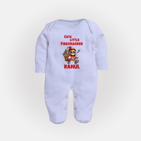 Cute Little Firecracker Diwali Full Body Suit  - BABY BLUE - New Born (Chest 7.5")