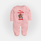 Cute Little Firecracker Diwali Full Body Suit  - BABY PINK - New Born (Chest 7.5")