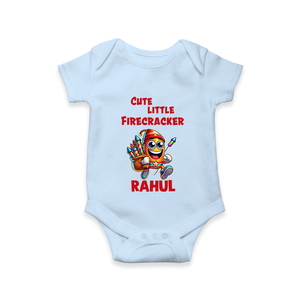 Cute Little Firecracker Diwali Romper  - BABY BLUE - New Born (Chest 14")