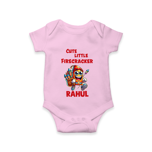 Cute Little Firecracker Diwali Romper  - BABY PINK - New Born (Chest 14")