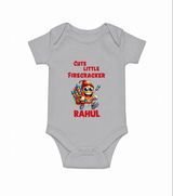 Cute Little Firecracker Diwali Romper  - GREY - New Born (Chest 14")