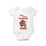 Cute Little Firecracker Diwali Romper  - WHITE - New Born (Chest 14")