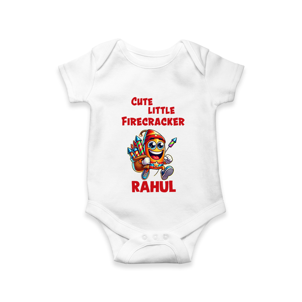 Cute Little Firecracker Diwali Romper  - WHITE - New Born (Chest 14")