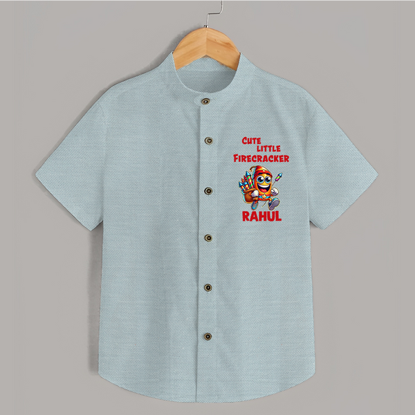 Cute Little Firecracker Diwali Shirt  - ARCTIC BLUE - 0 - 6 Months Old (Chest 23")