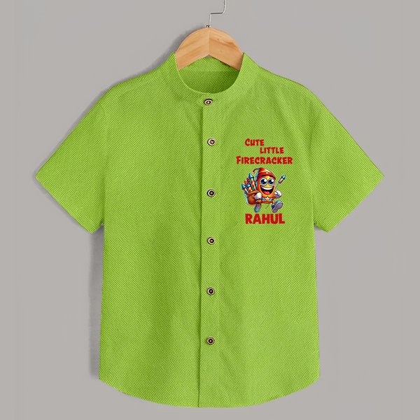 Cute Little Firecracker Diwali Shirt  - LIME GREEN - 0 - 6 Months Old (Chest 23")