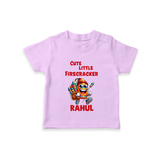 Cute Little Firecracker Diwali T shirt  - LILAC - 0-5 Months Old (Chest 17")
