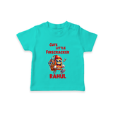 Cute Little Firecracker Diwali T shirt  - TEAL - 0-5 Months Old (Chest 17")