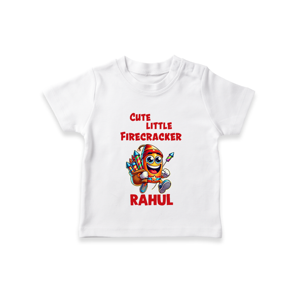 Cute Little Firecracker Diwali T shirt  - WHITE - 0-5 Months Old (Chest 17")