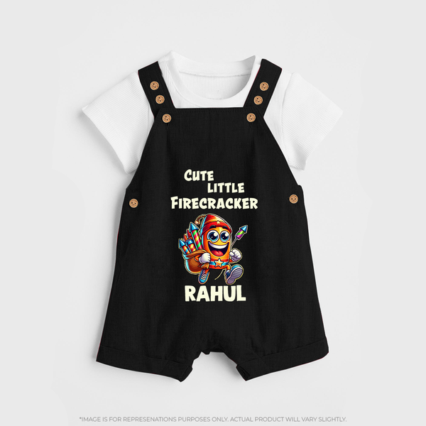 Cute Little Firecracker Diwali Dungaree  - BLACK - 0 - 5 Months Old (Chest 18")