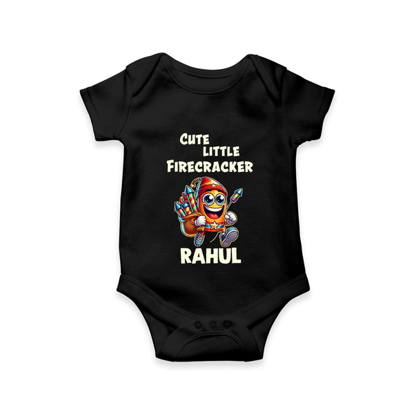 Cute Little Firecracker Diwali Romper  - BLACK - New Born (Chest 14")