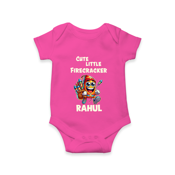 Cute Little Firecracker Diwali Romper  - HOT PINK - New Born (Chest 14")