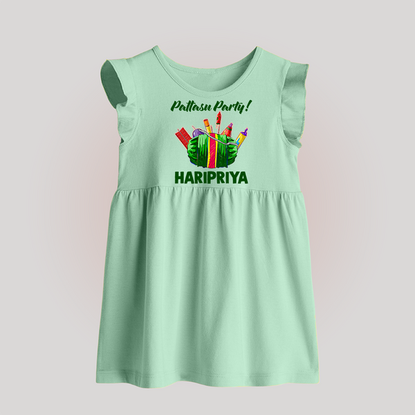 Pattasu Party Diwali Baby Frock  - MINT GREEN - 0 - 3 Months Old (Chest 17")