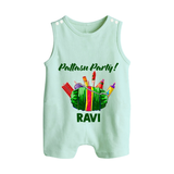 Pattasu Party Diwali Button Romper  - MINT GREEN - New Born (Chest 18")