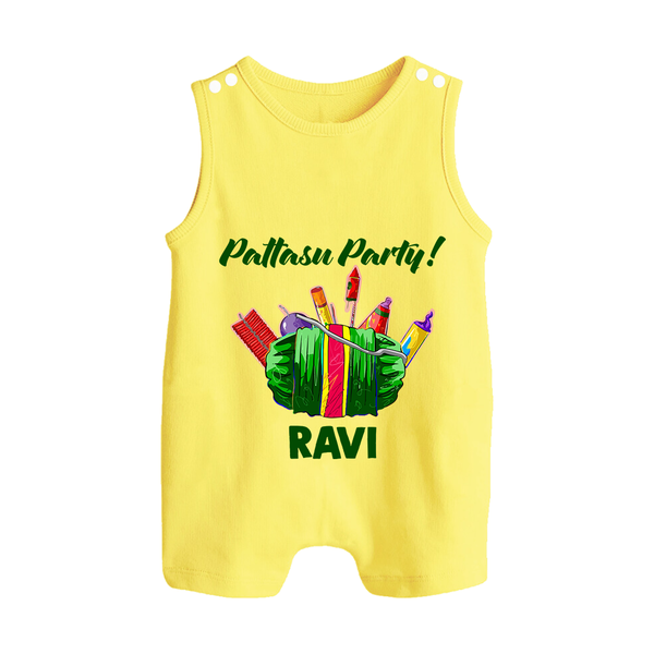 Pattasu Party Diwali Button Romper  - PASTEL YELLOW - New Born (Chest 18")