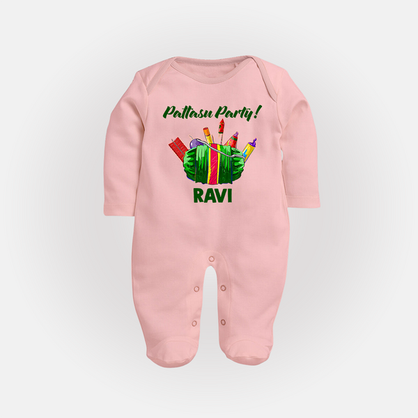 Pattasu Party Diwali Full Body Suit  - BABY PINK - New Born (Chest 7.5")