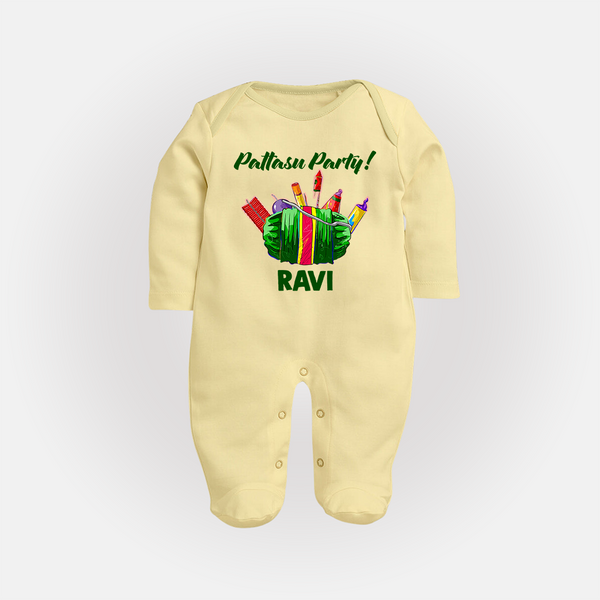 Pattasu Party Diwali Full Body Suit  - PASTEL YELLOW - New Born (Chest 7.5")