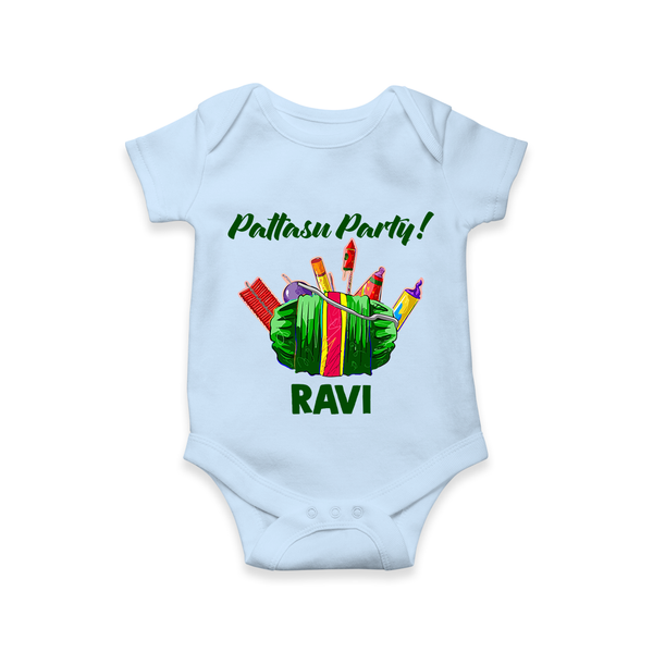 Pattasu Party Diwali Romper  - BABY BLUE - New Born (Chest 14")