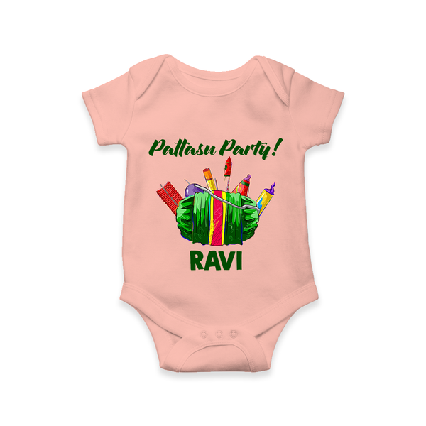 Pattasu Party Diwali Romper  - PEACH - New Born (Chest 14")