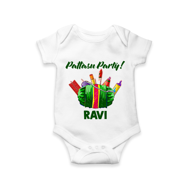 Pattasu Party Diwali Romper  - WHITE - New Born (Chest 14")
