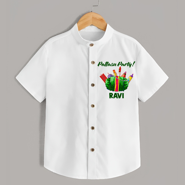 Pattasu Party Diwali Shirt  - WHITE - 0 - 6 Months Old (Chest 23")