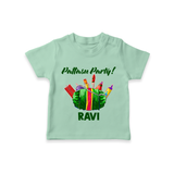 Pattasu Party Diwali T shirt  - MINT GREEN - 0-5 Months Old (Chest 17")