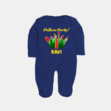Pattasu Party Diwali Full Body Suit  - NAVY BLUE - New Born (Chest 7.5")